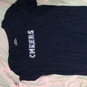 Torrid size 2 black shirt with CHEERS in glitter on front. NWOT